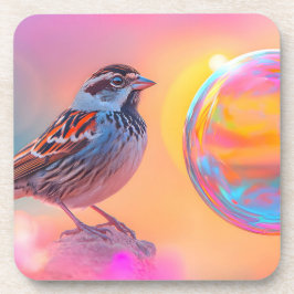 Kleurrijke mus en regenboog bubbel bier onderzetter