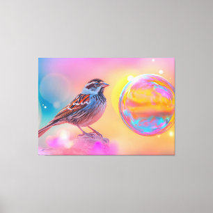 Kleurrijke mus en regenboog bubbel canvas afdruk