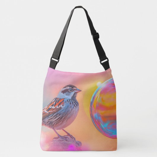 Kleurrijke mus en regenboog bubbel crossbody tas (Voorkant)
