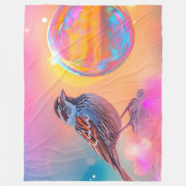 Kleurrijke mus en regenboog bubbel fleece deken