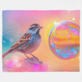 Kleurrijke mus en regenboog bubbel fleece deken (Voorkant (Horizontaal))