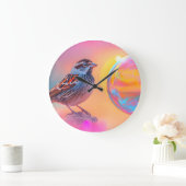 Kleurrijke mus en regenboog bubbel grote klok (Huis)