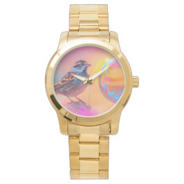 Kleurrijke mus en regenboog bubbel horloge