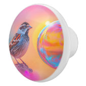 Kleurrijke mus en regenboog bubbel keramische knop (Rechts)