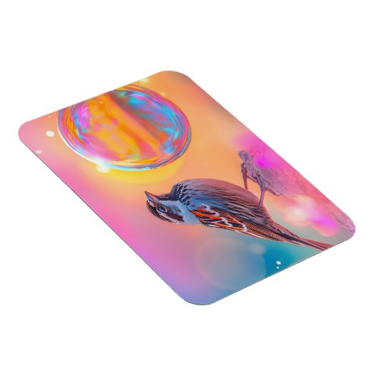 Kleurrijke mus en regenboog bubbel magneet (Rechterzijde)