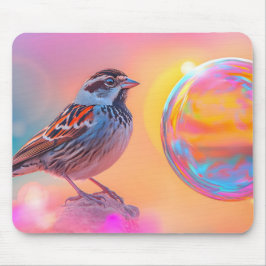 Kleurrijke mus en regenboog bubbel muismat