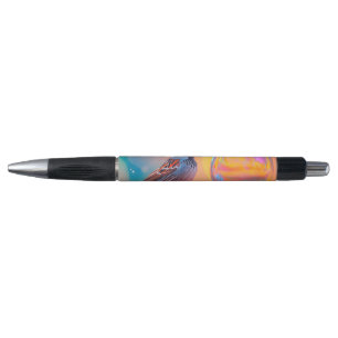 Kleurrijke mus en regenboog bubbel pen