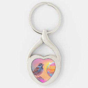 Kleurrijke mus en regenboog bubbel sleutelhanger