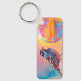 Kleurrijke mus en regenboog bubbel sleutelhanger