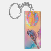 Kleurrijke mus en regenboog bubbel sleutelhanger (Voorkant Links)