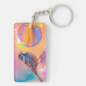 Kleurrijke mus en regenboog bubbel sleutelhanger (achterkant)