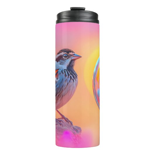 Kleurrijke mus en regenboog bubbel thermosbeker (Voorkant)