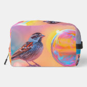 Kleurrijke mus en regenboog bubbel toilettasje (Achterkant)