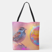 Kleurrijke mus en regenboog bubbel tote bag (Achterkant)