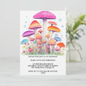 Kleurrijke Mushroom Forest Art verjaardagsfeestje Kaart (Staand voorkant)