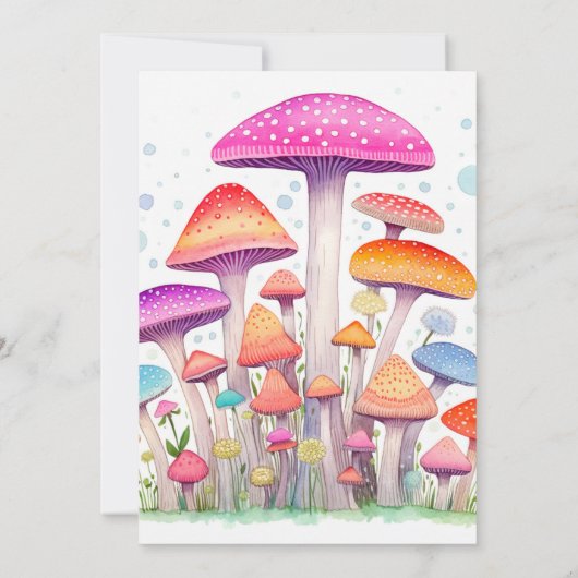 Kleurrijke Mushroom Forest Art verjaardagsfeestje Kaart (Achterkant)