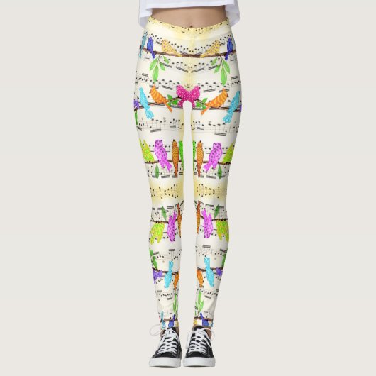 Kleurrijke Musical Birds Leggings Spring (Voorkant)