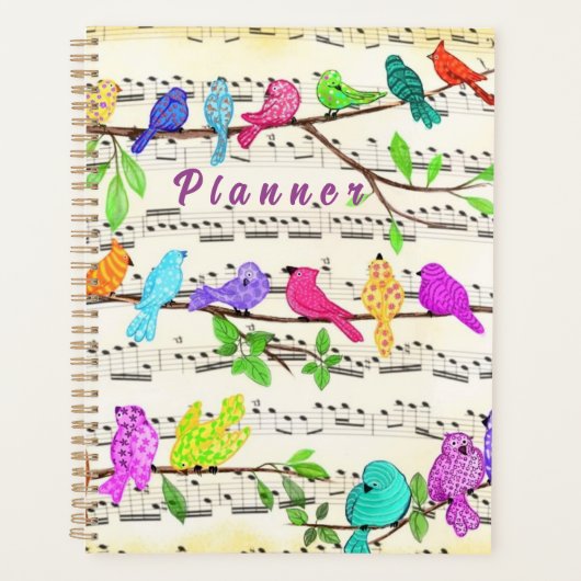 Kleurrijke Musical Birds Planner (Voorkant)