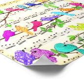 Kleurrijke Musical Birds Poster Happy Spring Song (Hoek)