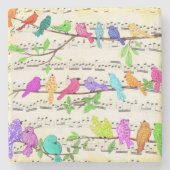 Kleurrijke musical Birds Stone Onderzetter (Voorkant)