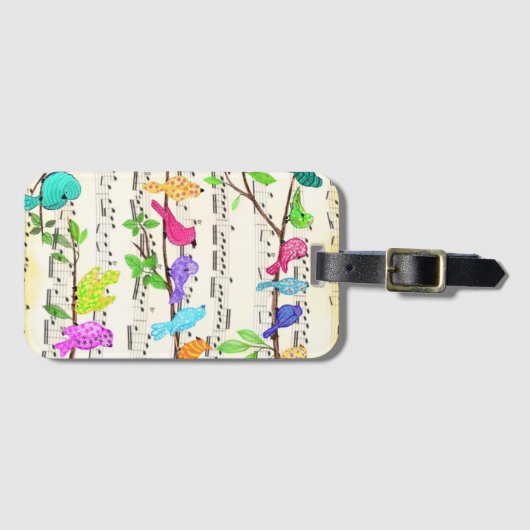 Kleurrijke Musical Birds Symphony Bagagelabel (Voorkant (horizontaal))