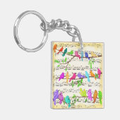 Kleurrijke Musical Birds Symphony Sleutelhanger (Voorkant Links)