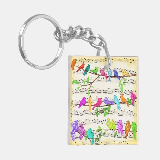 Kleurrijke Musical Birds Symphony Sleutelhanger (Voorkant Links)