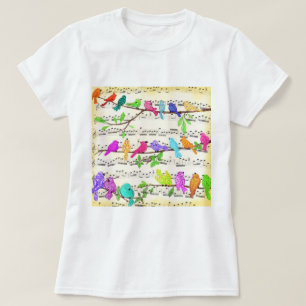 Kleurrijke Musical Birds T-Shirt Spring