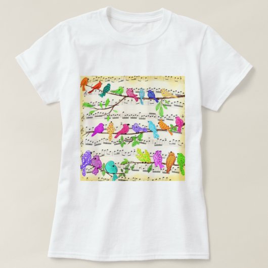 Kleurrijke Musical Birds T-Shirt Spring (Design voorkant)