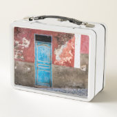 Kleurrijke muur met blauwe deur (Achterkant)