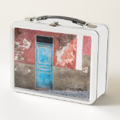 Kleurrijke muur met blauwe deur (Voorkant)
