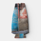 Kleurrijke muur met blauwe deur flesjeskoeler (Achterkant)