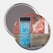 Kleurrijke muur met blauwe deur magneet (Voorkant / Achterkant)