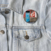 Kleurrijke muur met blauwe deur ronde button 5,7 cm (In situ)