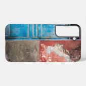 Kleurrijke muur met blauwe deur samsung galaxy hoesje (Achterkant horizontaal)