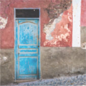 Kleurrijke muur met blauwe deur sticker (Voorkant)