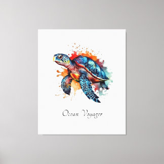 Kleurrijke muurdecoratie met zeeschildpad voor de canvas afdruk