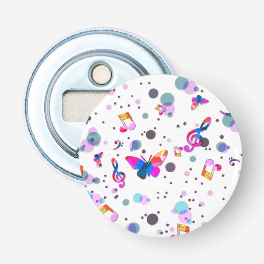 Kleurrijke muziek dansen button flesopener (Voorkant)