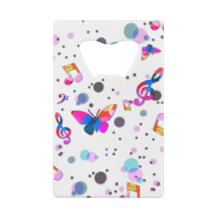 Kleurrijke muziek dansen creditkaart flessenopener