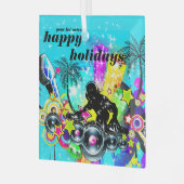 Kleurrijke Muziek DJ Glas Ornament (Voorkant links)