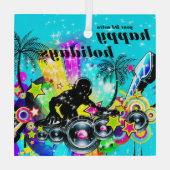 Kleurrijke Muziek DJ Glas Ornament (Achterkant)