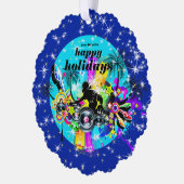 Kleurrijke Muziek DJ Ornament Kaart (Links)