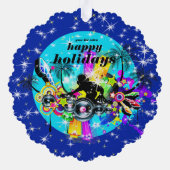 Kleurrijke Muziek DJ Ornament Kaart (Achterkant)