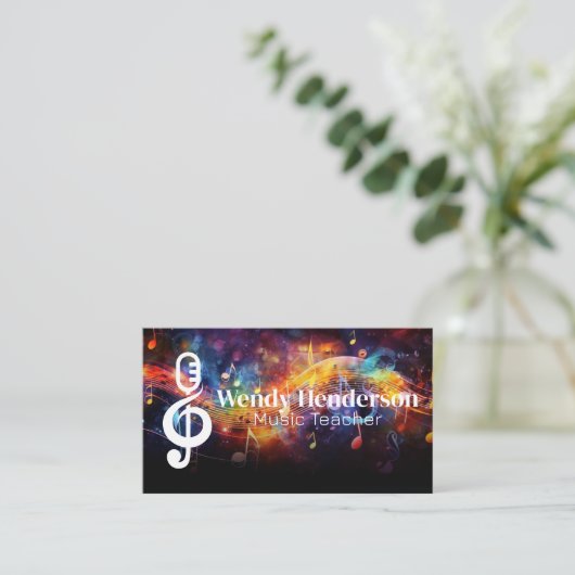 Kleurrijke muziek | Geluid Logo Visitekaartje (Staand voorkant)