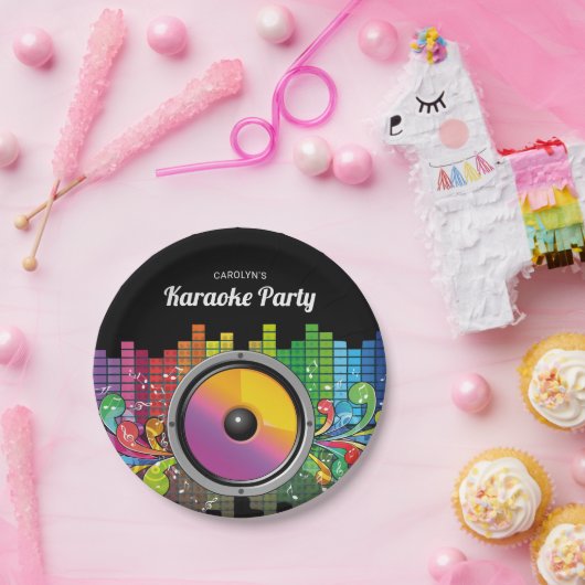 Kleurrijke Muziek Karaoke Verjaardagsfeest Papiere Papieren Bordje (Feest)