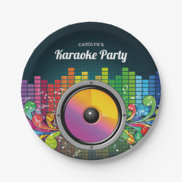 Kleurrijke muziek karaoke verjaardagsfeest papieren bordje