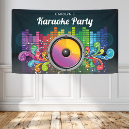 Kleurrijke muziek karaoke verjaardagsfeest spandoek