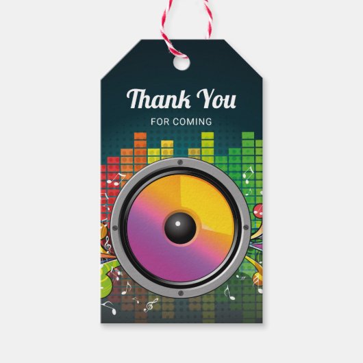 Kleurrijke Muziek Karaoke Verjaardagsfeestje Favor Cadeaulabel (Voorkant)