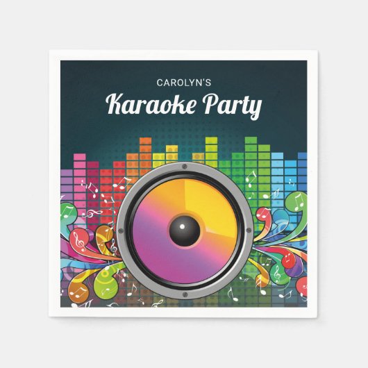 Kleurrijke muziek Karaoke verjaardagsfeestje papie Servet (Voorkant)