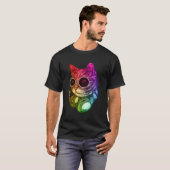 Kleurrijke Muziek Kat Hoofdtelefoon Raver Dier T-shirt (Voorkant volledig)